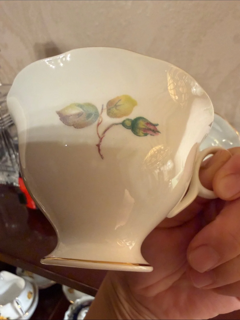 Vintage Radfords Crown China pink rose tea cup and saucer set England